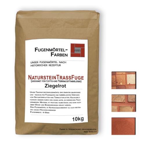 NatursteinTrassFugenmörtel | Produziert nach historischer Rezeptur auf Trasszementbasis | Geeignet als Reparaturmörtel zur Steinrestaurierung (ZIEGELROT 10kg) von Fugenmörtel-Farben