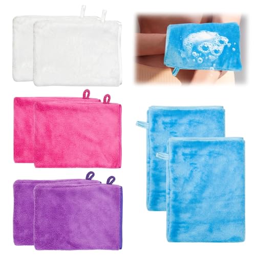 Fuhesgu 8 STK Waschhandschuh Körper Korallensamt Waschlappen Gesicht 4 Farben Gesichtshandschuh 21 x 14,5cm Waschhandschuhe Frottee Waschlappen Gesichtsreinigung Gesichtswaschlappen für Hautreinigung von Fuhesgu