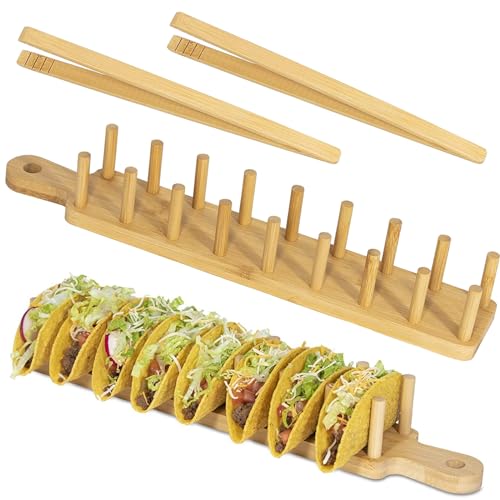 Fuikupe 2 Set Tacos-Ständer aus Holz Halterung für Taco-Ständer aus Bambus für bis zu 8 Tacos Halten Tacos, Sandwiches, Brot, Hot Dogs und Pfannkuchen Taco Halter Fuikupe 2 Set Tacos-Ständer aus Holz Halterung für Taco-Ständer aus Bambus für bis zu 8 Tacos Halten Tacos, Sandwiches, Brot, Hot Dogs und Pfannkuchen Taco Halter von Fuikupe