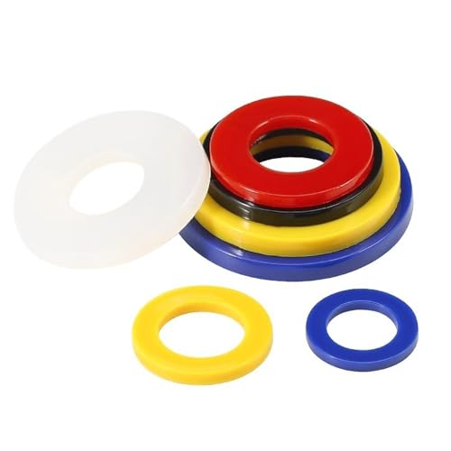 Nylon-Unterlegscheiben, 300 Stück M2.5 flache Abstandshalter Unterlegscheibe, Gummischeiben-Set (Schwarz,M2.5X5X1.0mm) von Fuikupe