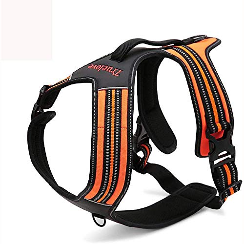 Truelove TLH5551 verhindert Zerren Hundegeschirr mit Griff Weich Gepolstert Pet Hundegeschirr Weste, reflektierendes Material(L, Orange) von Truelove