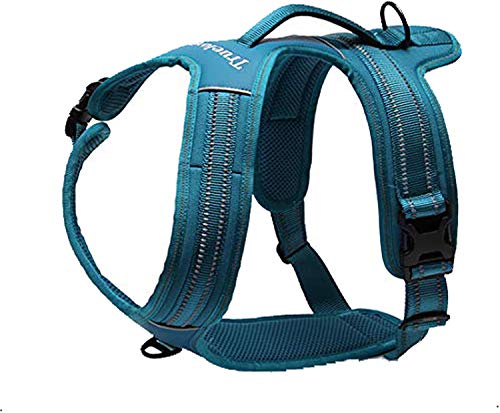 Truelove TLH5551 verhindert Zerren Hundegeschirr mit Griff Weich Gepolstert Pet Hundegeschirr Weste, reflektierendes Material(M, Blau) von True Love