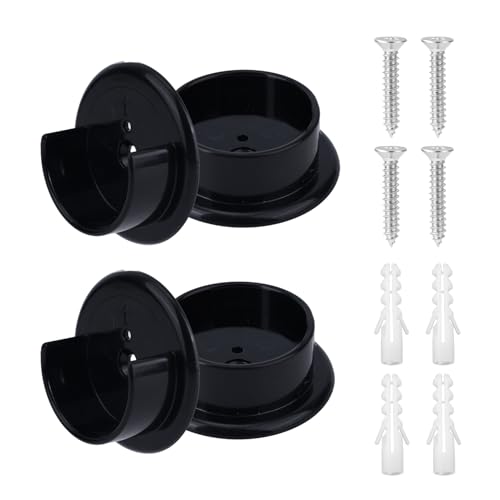 2 x Schrankstangenhalter, schwarze Schrankstangenfassungen, Kleiderschrank-Stützhalterungen mit Schrauben für Zuhause, Badezimmer, Schränke 2 x Schrankstangenhalter, schwarze Schrankstangenfassungen, Kleiderschrank-Stützhalterungen mit Schrauben für Zuhause, Badezimmer, Schränke von Fukaisu