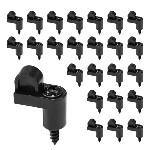 24 Stück 3/8 Zoll Nylon Fenstergitterclips mit Schrauben, Sichere Befestigungen für Druckguss-Türglas Winterfenstergitter Halterclip Zubehör für Sturmfenster-Sturmpaneele (Schwarz) von Fukaisu