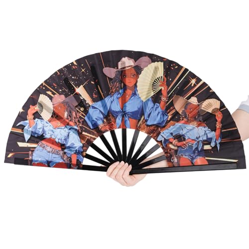 34cm Groß Line Dance Clack Fan, Popping Faltbarer Handfächer für Line Dance Partys Festivals Rave Heimdekoration von Fukaisu