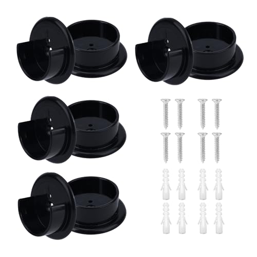 8 Stück Schrankstangenhalter, Kunststoff-Steckdosen für 3,5 cm Stangen, robuste Kleiderstange, Halterung mit Schrauben und Dübeln für Zuhause, Badezimmer, Vorhang, Bekleidungsgeschäft (schwarz) von Fukaisu