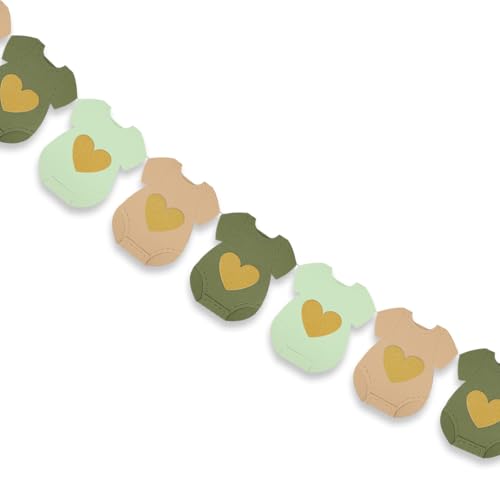 Baby Shower Papier Girlande, 9stk Grün Braun Kurzarm Strampler Schilder Vorgestaltet Geburtstag Gender Reveal Banner Wäscheleine Baby Outfit Papier Party Dekorationen Baby Shower Papier Girlande, 9stk Grün Braun Kurzarm Strampler Schilder Vorgestaltet Geburtstag Gender Reveal Banner Wäscheleine Baby Outfit Papier Party Dekorationen von Fukaisu