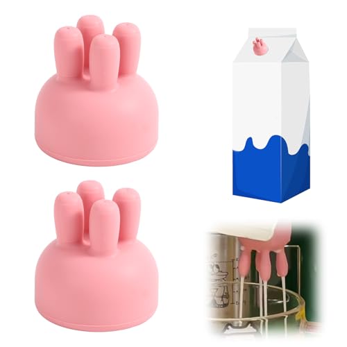 Fukaisu 2stk Kuheuter Milchkartondeckel, Silikon Milchdeckel 3D Gedruckt Kuheuter Form Auslaufsicher Lustiger Milchflaschenspender zum Ausgießen Küchenutensilien (Rosa) von Fukaisu