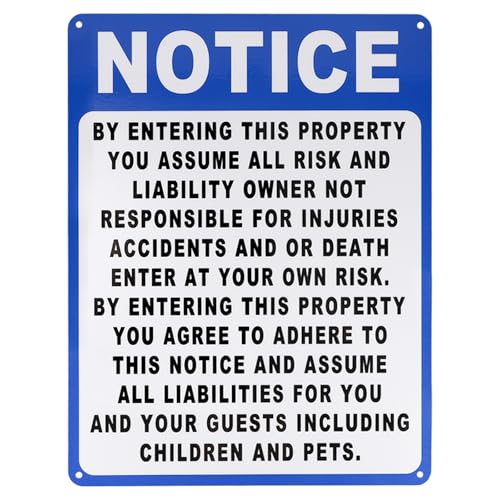 Fukaisu Notice Not Responsible for Accidents or Injuries Schild, 22,8x30cm Aluminium Enter at Your Own Risk Warnschild für Eigentum Immobilien Büro Garage Hof Wand Zaun Tor von Fukaisu