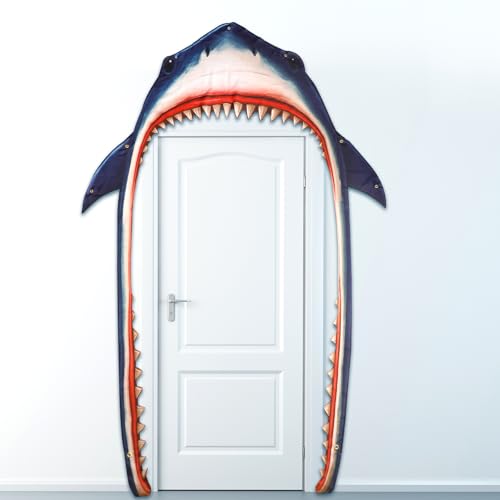 Hai-Party-Veranda-Banner, 244x159cm Hai-Türhintergrund Wiederverwendbar Meerestier-Türschild-Dekoration Hängende Wanddekoration für Partys mit Meeresthema Geburtstag Fotoshooting-Requisiten von Fukaisu