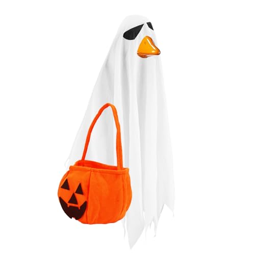 Halloween-Gans-Outfit, gruseliges Kleidungsset für 58,4 cm Veranda-Gans-Dekoration, lustige Outdoor-Garten-Rasen-Hof-Terrassenstatue, Kunst (Geister-Stil) von Fukaisu