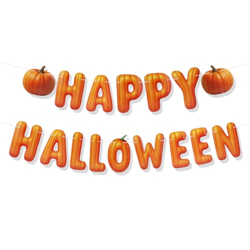 Happy Halloween Banner, Orange Kürbis Banner Halloween Thema Hängendes Girland Kleine Kürbis Partydekoration für Geburtstagspartyzubehör Heimdekoration Fotoprop Happy Halloween Banner, Orange Kürbis Banner Halloween Thema Hängendes Girland Kleine Kürbis Partydekoration für Geburtstagspartyzubehör Heimdekoration Fotoprop von Fukaisu