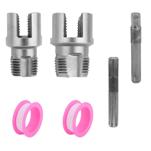 PVC-Rohrgewindewerkzeug-Set, integriertes Innen- und Außenrohrgewinde-Schneidwerkzeug mit 1,27 cm und 1,9 cm Stanzschablonen-Set mit 2 Rollendichtungsbändern für elektrische Bohrmaschine, 2 Stück von Fukaisu