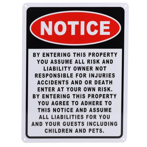 Schild Keine Verantwortung für Unfälle Oder Verletzungen, 23x30cm Großes Warnschild aus Aluminium mit Befestigungslöchern Wetterfester Eigentumshinweis für Haftungsausschluss zur Sicherheit Schild Keine Verantwortung für Unfälle Oder Verletzungen, 23x30cm Großes Warnschild aus Aluminium mit Befestigungslöchern Wetterfester Eigentumshinweis für Haftungsausschluss zur Sicherheit von Fukaisu