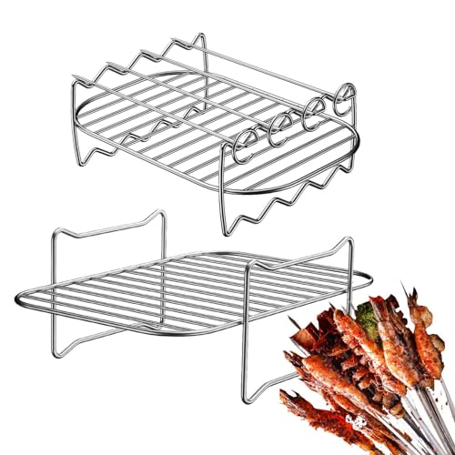 Fukamou BBQ Grill,Doppellagiger Aus Edelstahl Zum Kochen, Rechteckiger Warmhalte Für Hühnerflügel Für Garten, Wandern, Camping, Reisen, Outdoor von Fukamou