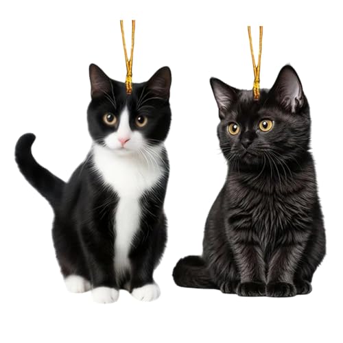 Fukamou Katzen-Weihnachtsschmuck Für Baum,Katzen-Weihnachtsschmuck | Dekorativer Weihnachtsschmuck | 2D-Weihnachtsschmuck Aus -Acryl, 2er-Set Auto-Innenraumschmuck Für Weihnachtsbäume Fukamou Katzen-Weihnachtsschmuck Für Baum,Katzen-Weihnachtsschmuck | Dekorativer Weihnachtsschmuck | 2D-Weihnachtsschmuck Aus -Acryl, 2er-Set Auto-Innenraumschmuck Für Weihnachtsbäume von Fukamou