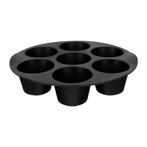 Fukamou Silikon-Kuchenformen, Silikon-Muffinformen | Faltbare 7-Loch-Backform | Weiche, Tragbare Dessertformen, Schwarze Kuchenformen -Für Cupcakes, Eierkuchen, Muffins von Fukamou