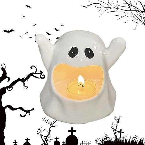 Ghost Kerzenhalter, Halloween Geist Keramische Teelicht, Personalisierbar Teelichthalter, Für Halloween Home Party Dekorative von Fukamou