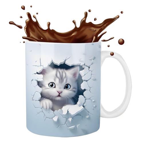 Katzen Tasse Katze Keramik Kaffeetassen Lustige Tassen Geschenke Für Frauen 3D Tasse Personalisiert Cappuccino Tassen Beste Freundin Jahrestag Geschenk von Fukamou