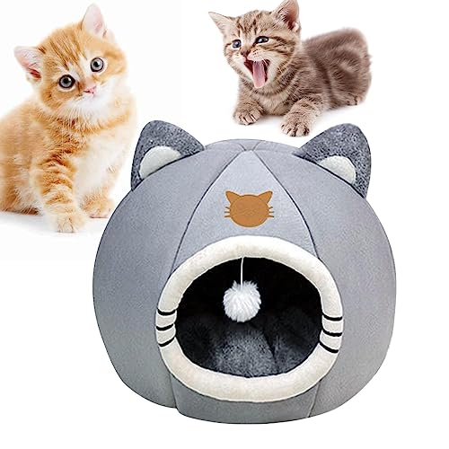 Katzenhöhle Katzenbett, Haustier Hund Katze Halbgeschlossen Warmnest Komfortable Haustier Bett Mit Hängendem Spielzeug, Haustierbedarf. von Fukamou