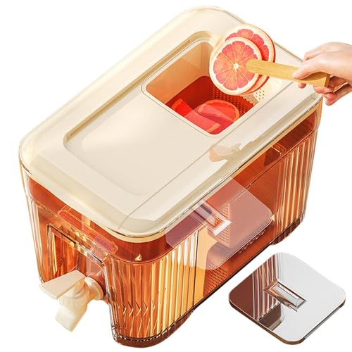 Kühlschrank-Wasserspender, Kühlschrank-Wasserspender,Kühlschrankspender Mit Zapfhahn, 6 L, Auslaufsicher - Wasserbehälter-Saftspender Mit Deckel Für Heiße Tee-, Kaffee-, Milch- Und Apfelweinpartys von Fukamou