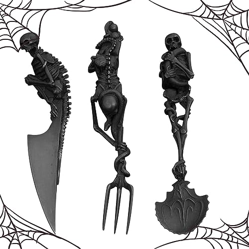 Skelett Besteck Sets Metall Besteck, Halloween Skelett Besteck Metall Gabel/Löffel/Schneider Besteck Home Party Supply von Fukamou