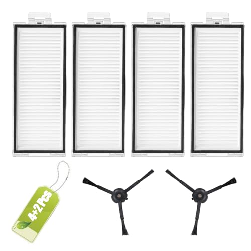 4 Stück Hepa Filter Kompatibel mit Roborock Q5 Max+/Q7 Max/ Q7 Max+/ Q7/ Q7+/ Q8 Max/ Q8 Max+/Q5 Pro/ Q5 Pro+/ T8 Roboter,2 Seitenbürsten Ersatzteile Zubehör für Roborock Staubsauger von Fukmory