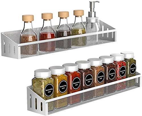 Fuleadture Gewürzregal 2er Set, Gewürzregale Wand Gewürzregal Hängend Gewürzhalter metall Gewürz Organizer für Küche Schranktür Badzimmer Deco von Fuleadture