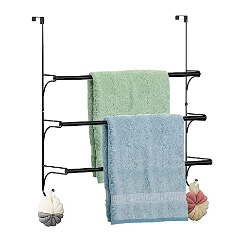 Handtuchhalter 3-Schicht Edelstahl Teleskop Tür Wand-Badetuch Aufhänge Ohne Bohren Handtuch Stange für Badezimmer Dusche, Schwarz Handtuchhalter 3-Schicht Edelstahl Teleskop Tür Wand-Badetuch Aufhänge Ohne Bohren Handtuch Stange für Badezimmer Dusche, Schwarz von Fuleadture