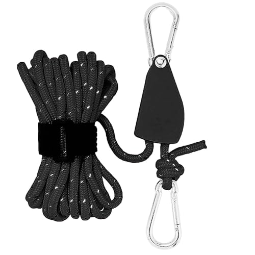 5 m Reflektierend Abspannseile Seil mit Seilspanner, Ø 6mm Einstellbare Seil Ratsche Rope Seilratsche mit Haken, Paracordseil Abspannleine Zeltseil Zeltschnur für Zelt Zeltplane Camping von Fulenyi