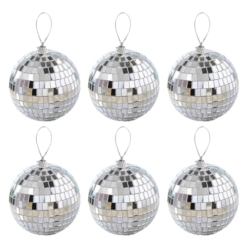 Discokugel 6 Stück 4cm Silber zum Aufhängen Spiegel Discokugeln Silber Discokugeln Ornamente Reflektierende Spiegelkugel Kuchendekoration mit Seil Weihnachtsbaum Hochzeit Discokugel 6 Stück 4cm Silber zum Aufhängen Spiegel Discokugeln Silber Discokugeln Ornamente Reflektierende Spiegelkugel Kuchendekoration mit Seil Weihnachtsbaum Hochzeit von Fulenyi