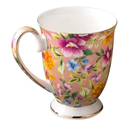 Fulenyi Bone China Tasse, 300ml Knochenporzellan Klassische Frühstückstasse, Euro Style ArtTeetasse, Kaffeetassen, Blumenbecher, Teetasse, Kaffeetassen von Fulenyi