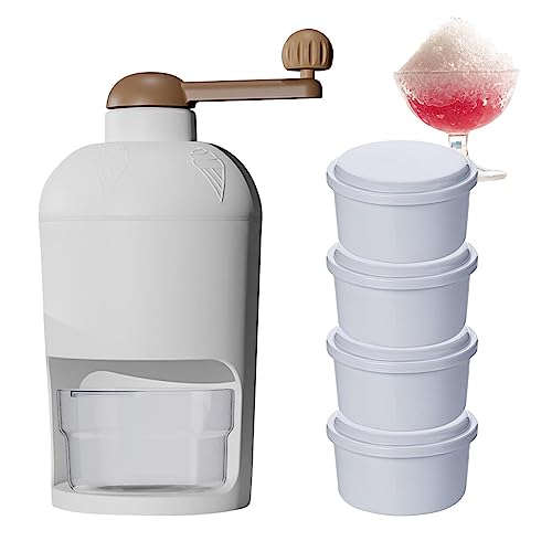 Fulenyi Crushed Ice Maker, tragbare Maschine mit Kurbel für zerstoßenes EIS – Maschine für rasierte Eiswürfel mit 4 Eisformen, Crushed Ice Maker, Ice, EIS und Schneekegel von Fulenyi