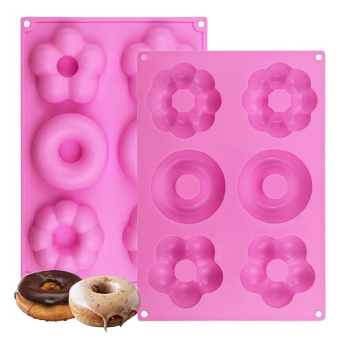 Fulenyi Donut-Silikon-Backform | Silikonformen in Blumenform zum Backen von Donuts - Antihaftbeschichtetes Silikon-Backform-Tablett-Set, Silikon-Backform für Schokolade, Donut, Kuchen von Fulenyi