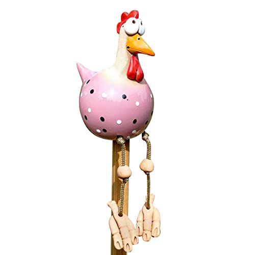 Fulenyi Dummes Huhn Gartendeko - Harz-Huhn-Outdoor-Statue - Tierfigur Gartenpfahl Figur Ornament Gartendeko Gartenfigur Deko Henne von Fulenyi