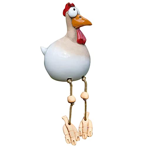 Fulenyi Dummes Huhn Gartendeko - Lustige Hühnerhof-Kunst,Kreative Hühner-Statuen für den Außenbereich, Kunstharz, Desktop-Ornament, Hofzaun, Wand-Huhn-Skulptur-Ornament von Fulenyi