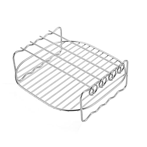 Gitter für Luftfritteuse 6, 7, 8 Zoll, Zubehör für Luftfritteuse mit Spießen, Airfryer-Grill aus doppellagigem Edelstahl, Grillhalterung aus Stahl von Fulenyi