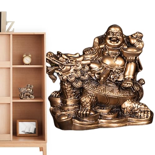Fulenyi Glücklicher Buddha, Glücksbuddha-Statue - Maitreya Buddha für Geld | Schildkröte-Reichtumsbuddha Feng Shui Wohlstand Chinesische Maitreya-Figur für Reichtumssegen, Heimdekoration von Fulenyi