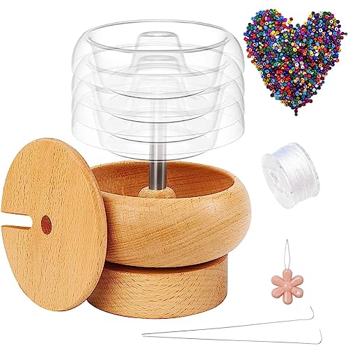 Fulenyi Holzperle Spinner, Perlensets mit Garnspulenaufwickler, Edelsteinwerkstatt Perlenlader Paket mit Edelstahlnadeln und 1000 Taillenperlen Perlengeräte-Set für Handwerks-Saatperlenzubehör Fulenyi Holzperle Spinner, Perlensets mit Garnspulenaufwickler, Edelsteinwerkstatt Perlenlader Paket mit Edelstahlnadeln und 1000 Taillenperlen Perlengeräte-Set für Handwerks-Saatperlenzubehör von Fulenyi