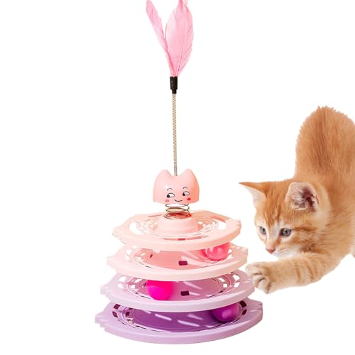 Fulenyi Interaktives Katzenfederspielzeug, Katzenstabspielzeug | Automatische Rotation, Tanzendes Spielzeug Für Haustiere Im Innenbereich | Freihändiges Natürliches Vogelfeder-Ballspielzeug, von Fulenyi
