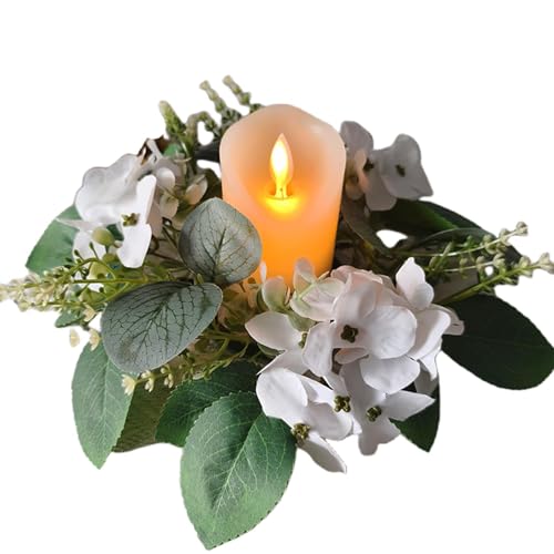 Kerzenringe für Säulen, Blumenkerzenringe, Kerzenhalter in Kronenform, 25,4 cm, künstlicher Blumenkerzenring, Kerzenring für Frühling, von Fulenyi