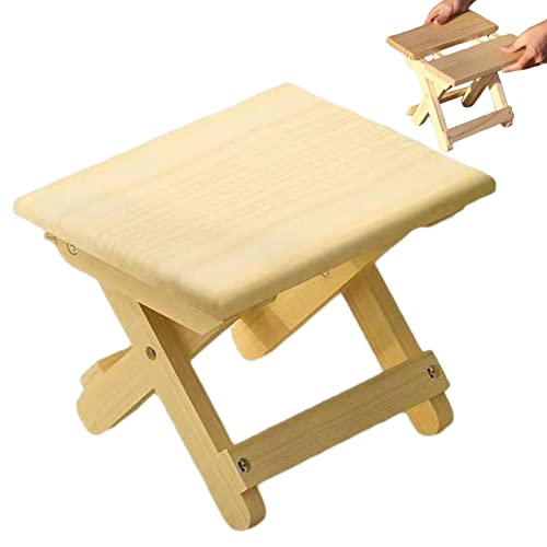 Fulenyi Kleiner Klapphocker | Tragbarer Hocker aus Holz | Umweltfreundlicher Stuhl, wasserdicht, verschleißfest, ohne Farbe für Hausbäder von Fulenyi