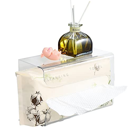 Fulenyi Kosmetiktuchhalter für die Wand, Transparente Wand-Tissue-Box ohne Nägel, Wand-Serviettenbox-Halter Einfaches Aufbewahren und Verteilen von Papierhandtüchern für Beistelltisch, Nachttisch von Fulenyi