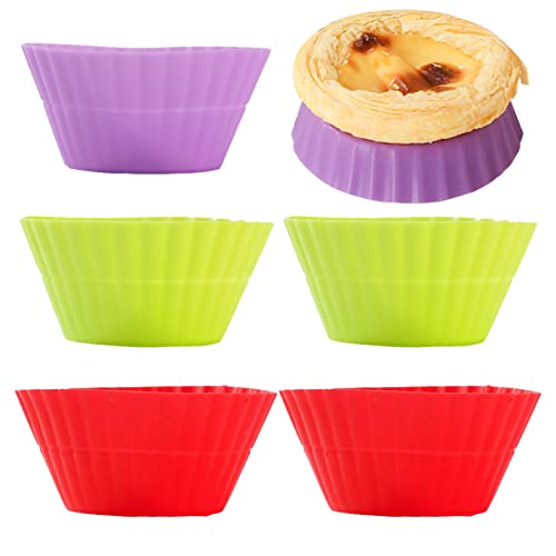 Fulenyi Kuchenformen zum Backen, runde Silikon-Backform für Muffins, 6 Stück, weiche Form für Törtchen, Cupcakes, Mini-Kuchen, Puder, Muffins von Fulenyi