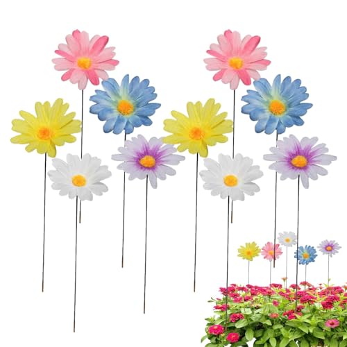 Fulenyi Metall Gänseblümchen Gartenstecker Bunte Blumenstecker Dekorative Gartenpfähle Metall Blumen Garten Blumenpfähle Gänseblümchen Gartenschild Für Garten Rasen Hof Outdoor Dekoration von Fulenyi