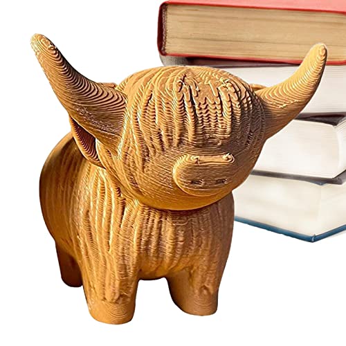 Fulenyi Schottische Kuh Figur - Hochland-Kuh-Skulptur,Bull Toys 3D gedrucktes Kalb Kuh Geschenk Kuh Druck Dekor von Fulenyi