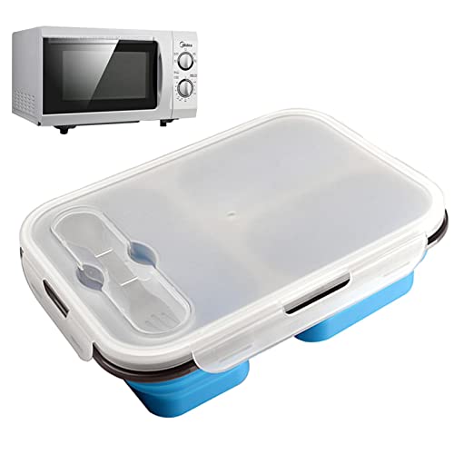 Fulenyi Silikon-Lunchbox,Stapelbare Bento-Lunchbox 3-Fach-Lebensmittelbehälter aus Silikon | Mehrzweck-Lunchbox für Küche, Mikrowelle, Spülmaschine und Gefrierschrank von Fulenyi