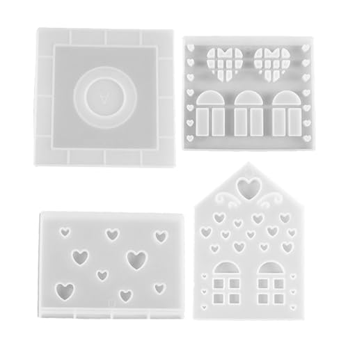 Silikonform in Hausform, Silikonformen für Harz, Set mit 4 Formen für Kerzen aus Kunstharz, kreative Verzierung, Harzform für Silikonform in Hausform, Silikonformen für Harz, Set mit 4 Formen für Kerzen aus Kunstharz, kreative Verzierung, Harzform für von Fulenyi