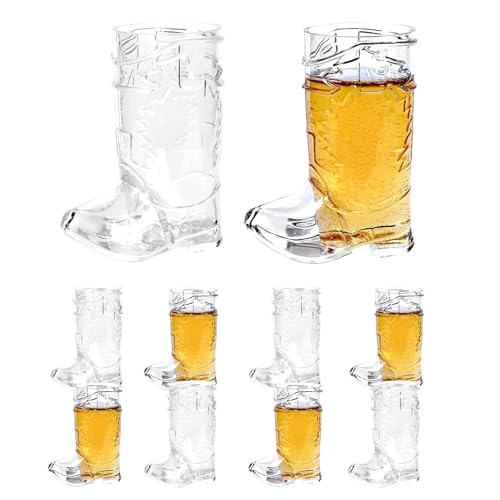 Fulenyi Trinkbecher, lustige Partybecher | 10 transparente Bierbecher mit je 300 ml Fassungsvermögen, wiederverwendbare Becher | kompaktes Trinkgläser-Set in Stiefelform von Fulenyi