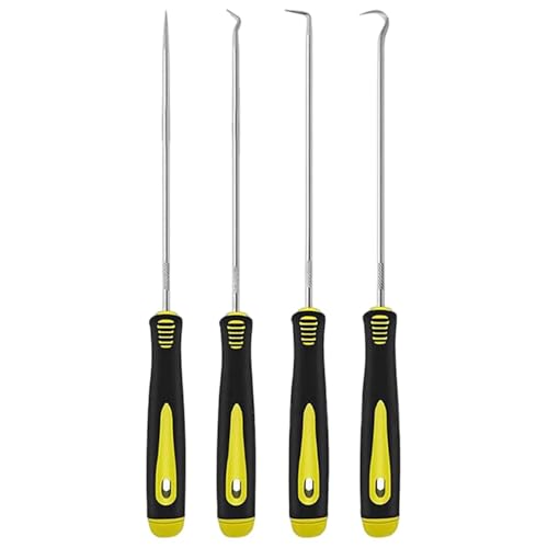 Haken- und Hakenwerkzeugset, Pick- und Hakenset | 4-teiliges Präzisions-Pick-Tool-Set für die Automobilindustrie | Mit 45-Grad- und 90-Grad-Haken-Öldichtungsentfernungswerkzeugen, von Fulenyi